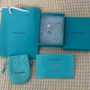 Tiffany & Co. Silver Necklace with Teal Heart Pendant